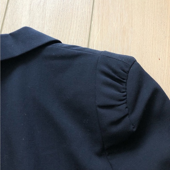 Zara Basic Navy Blue Gathered Shoulder Blazer - Picture 8 of 13